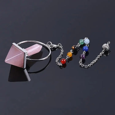 Reiki Healing Crystal Point 7 Chakra Pendulum-Your Soul Place
